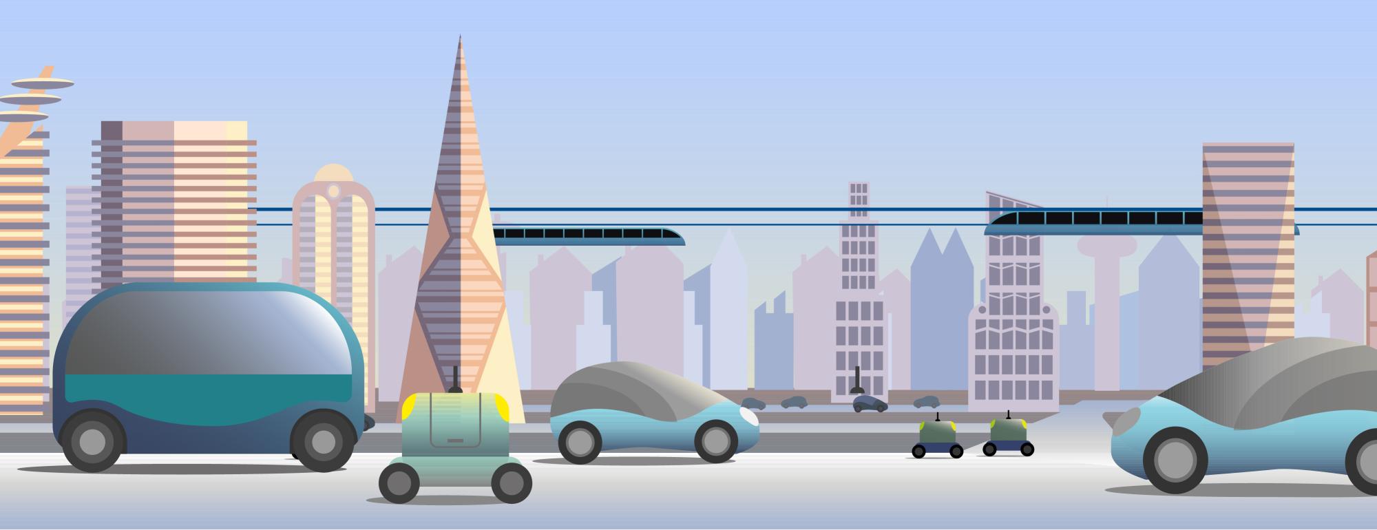 Automated vehicles in a city landscape